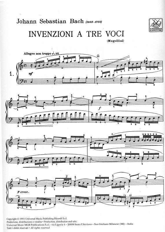 Invenzioni A 3 Voci - Edizione Senza Note In Calce - Per Pianoforte - pro klavír